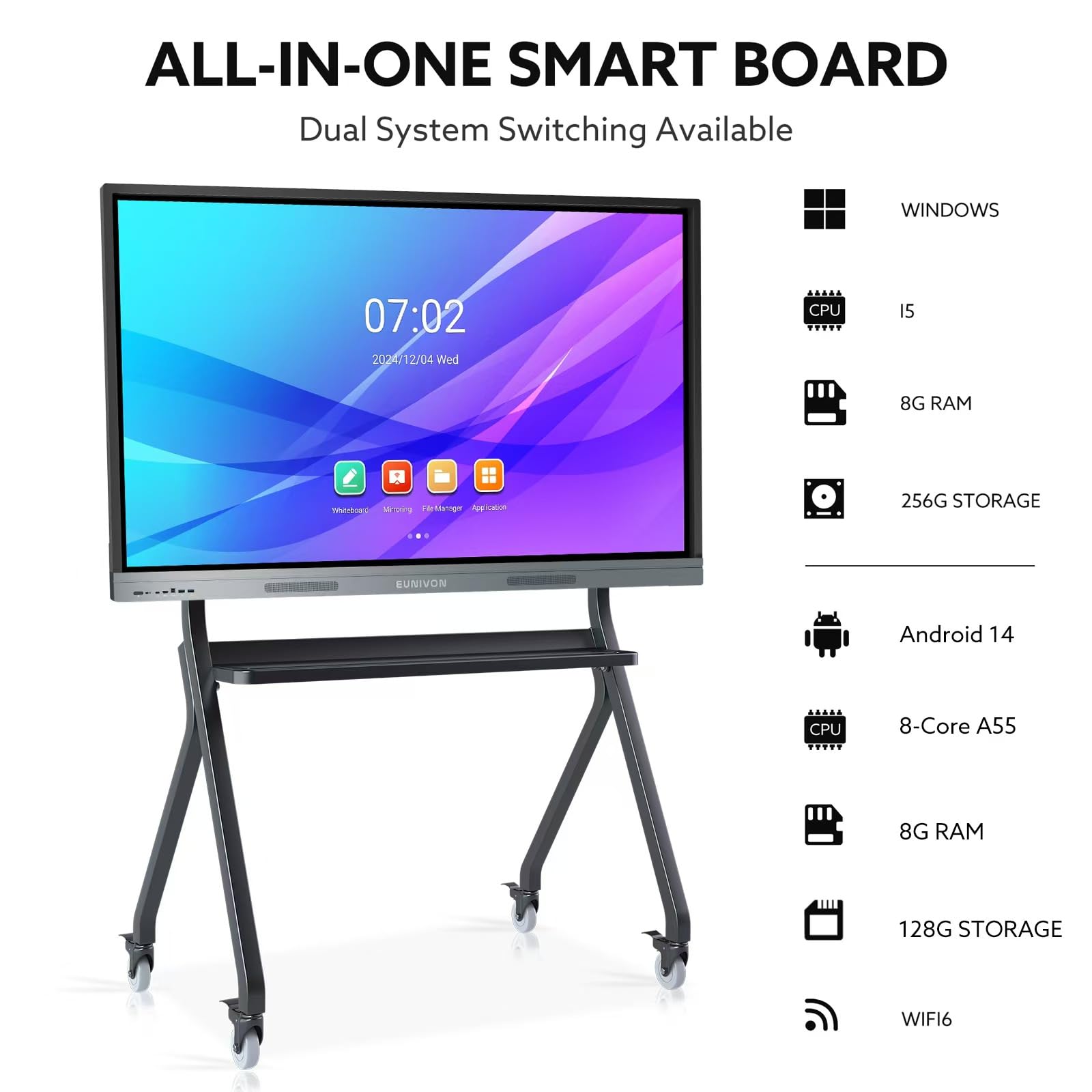 Amazon | EUNIVON スマートボード 55インチ 4K UHD インタラクティブ