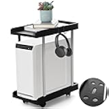 2 Tier PC Computer Tower Stand with Two Hooks 6 Locking Caster Wheels 23 x 17.6 x 8.58 in Black Under Desk Mobile PC Rolling Stand for Floor CPU Holder Cart ATX-case Cart for Office Home