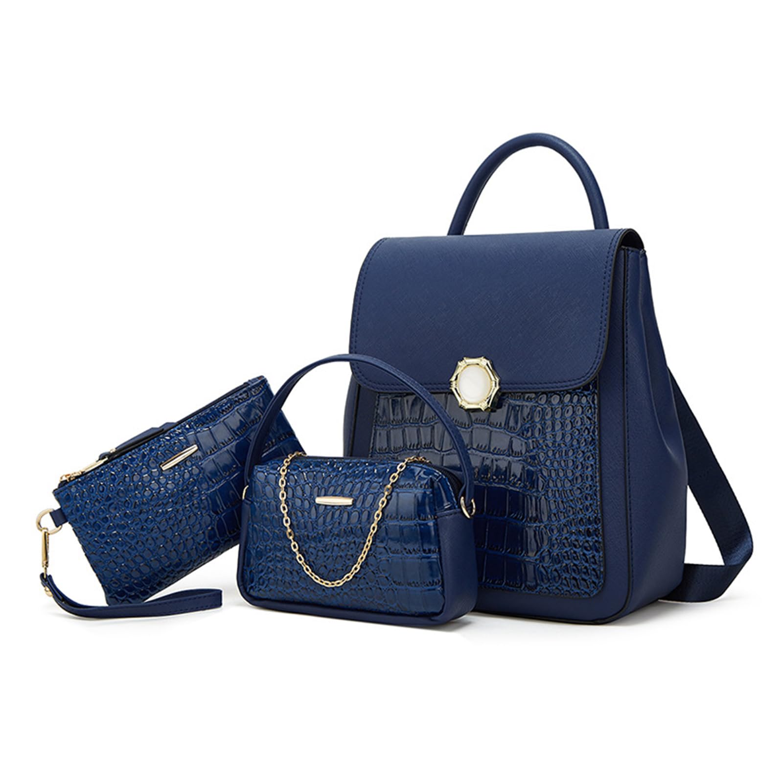 NICOLE & DORIS Bolso Mochila Mujer Pequeño Mochila 3 en 1 Mochila de Moda de Cuero PU Mini Bolso Mochila con Monedero Daypack Impermeable Azul