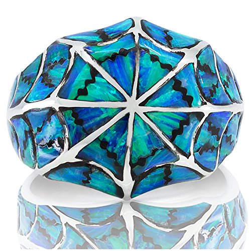 925 Sterling Silver Blue Opal Ring - Made in Thailand - Size 10