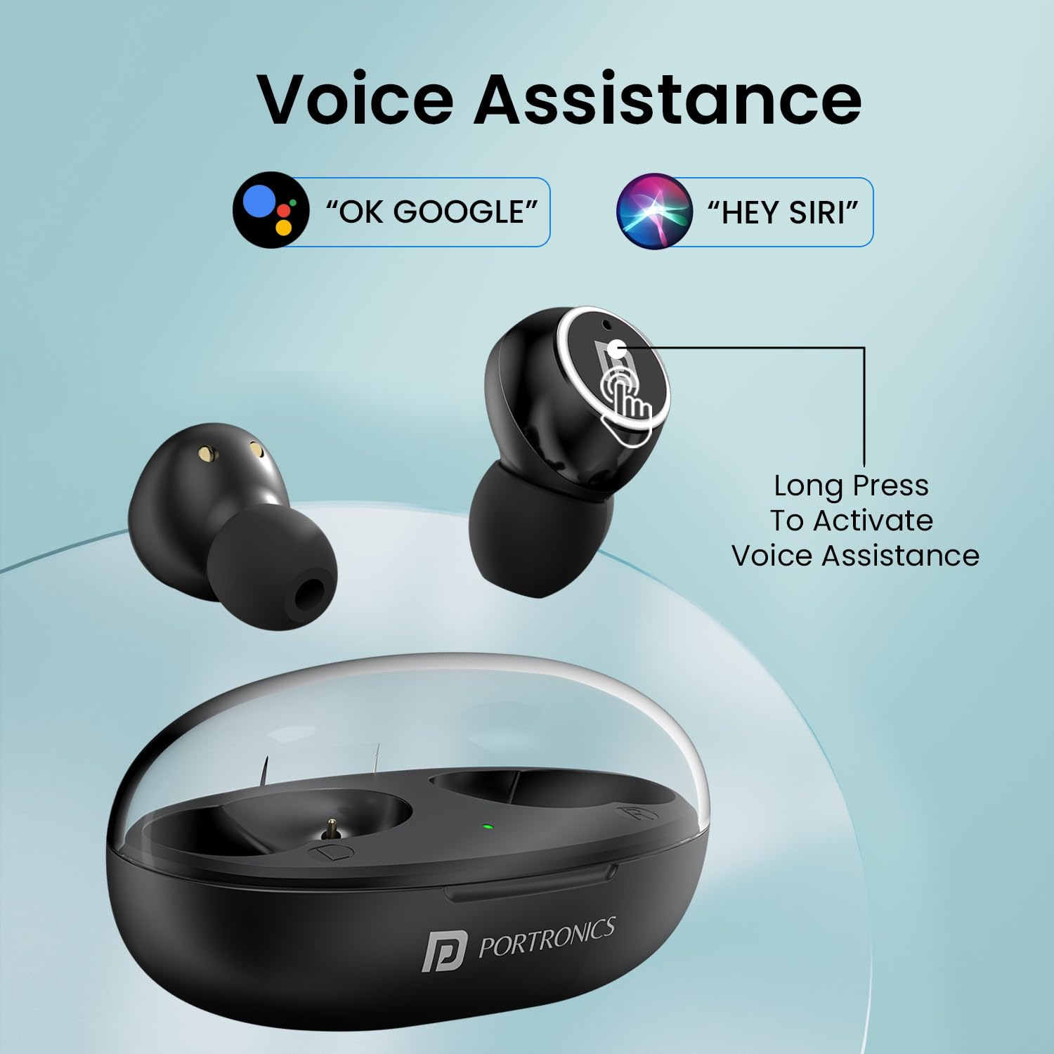 Portronics Harmonics Twins S13 in Ear True Wireless Earbuds with Mic, 24H Playtime, Game/Music Mode, Touch Control, 8mm Driver, Bluetooth 5.3v,IPX5 Water Resistance, Type C Fast Charging(Black) — Amazon image 8