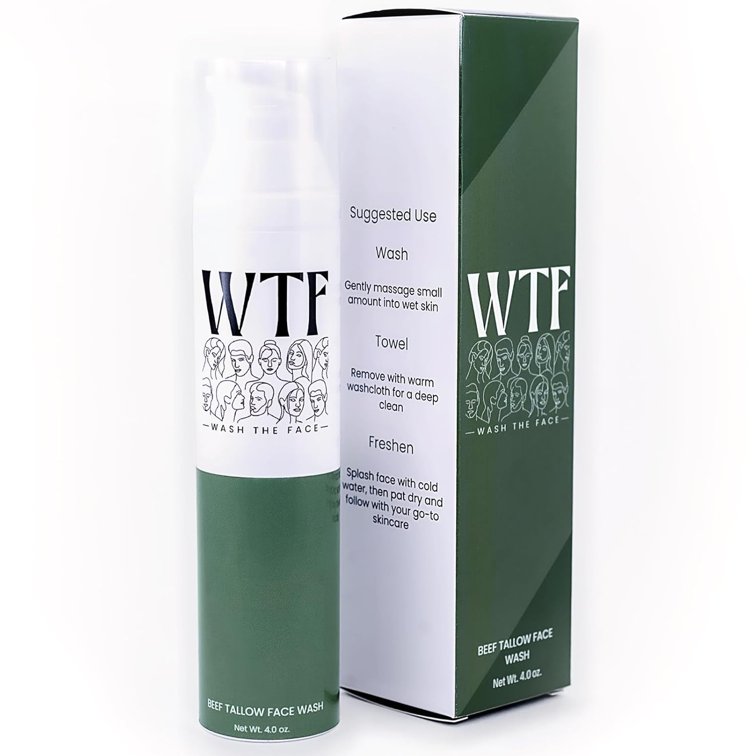 Beef Tallow Face Wash - 4 oz. - 100% Grass Fed - Cruelty Free - Moisturizing Facial Cleanser - No Harsh Chemicals - Centella - For Sensitive Skin - Clean Skincare by Wash The Face