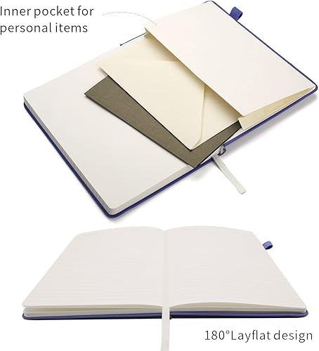 Miniatura 3 de Deziliao Cuadernos rayados con bucle para bolígrafo, cuaderno de tapa dura para el trabajo, papel grueso de alta calidad de 3.53 ozm con bolsillo