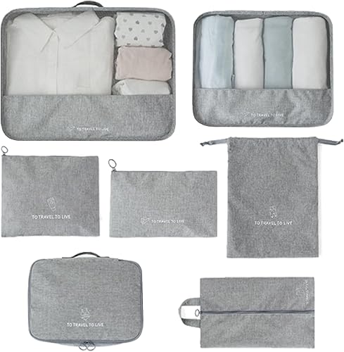 Miniatura 8 de Hugaboom, 7 cubos de embalaje, artículos esenciales de viaje, bolsas organizadoras, maletas de equipaje, organizadores de embalaje para viajes,