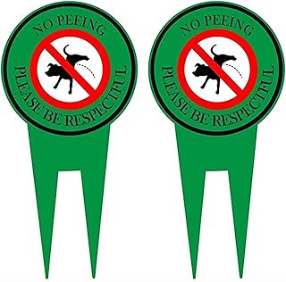 Double Sided No Pooping Dog Sign No Peeing Sign With Stake Please Keep Off The Grass & Be Respectful Stop Dogs From Pooping Peeing On Lawn