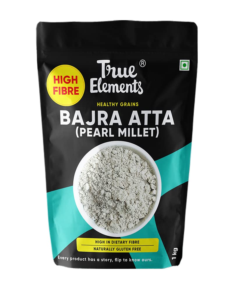 True Elements Bajra Atta 1kg - Bajra Flour, Bajri | Millet Flour | 100% Natural & Gluten Free | High Fibre Atta