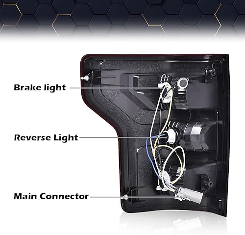 Miniatura 29 de PIT66 Luces traseras, compatibles con Ford F150 2009 2010 2011 2012 2013 2014 Conjunto de luces de freno traseras izquierda y derecha, lente roja