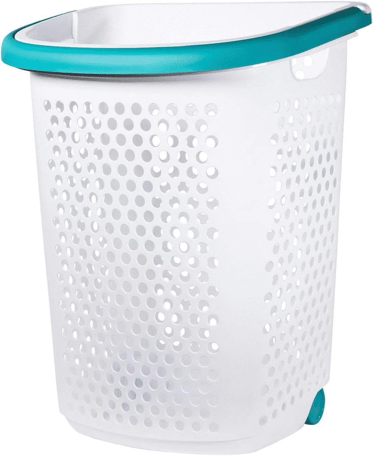 Rolling Plastic Laundry Hamper with Pop-Up Handle, Durable Clothes Basket with Wheels, Large Capacity, Easy Transport Laundry Bin for Home, Dorm, Apartment, White (2)