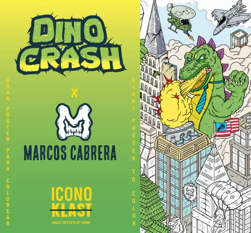 Póster gigante para colorear de dinosaurios DINO CRASH, mural para pintar de Marcos Cabrera