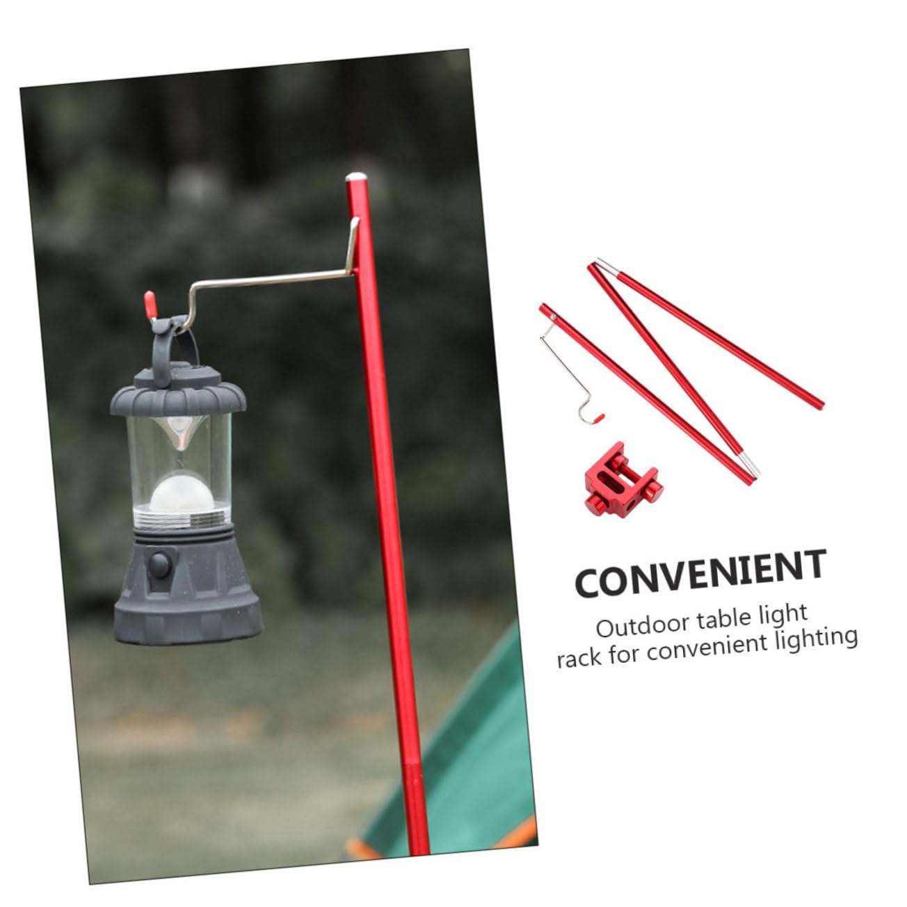 Toddmomy 1set Aluminum Alloy Camping Lamp Pole Kit Portable Folding Light Rack Rotatable Hook for Easy Storage High-Strength and Lightweight Design for Outdoor Use Red
