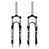 BOLANY B 26/27.5/29 MTB Suspension Fork, Aluminum Alloy Shock Absorber XC Mountain Bike Front Fork-100mm Travel, 9mm QR， 28.6mm Straight Tube,Manual Lockout