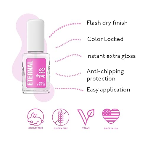 Miniatura 3 de Eternal Esmalte de uñas de secado rápido, capa superior de 13.5 mL con acabado de larga duración para uñas con fórmula de secado rápido y no
