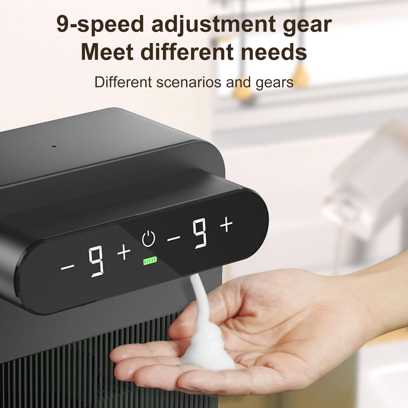 Dispenser Automatico di Sapone Doppio da 400 Ml, Dispenser di Schiuma e Sapone Liquido con Sensore Touchless con 9 Livelli Regolabili, Batteria Ricaricabile da 3000 (Schiuma liquida destra