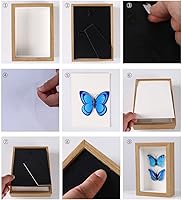 Vista 7 de KAPIX Caja Expositora Shadow Box Pequeña de 4x6 Pulgadas con Marco de Fotos de Vidrio Real, Caja de Exhibición de Madera Profunda para Flores