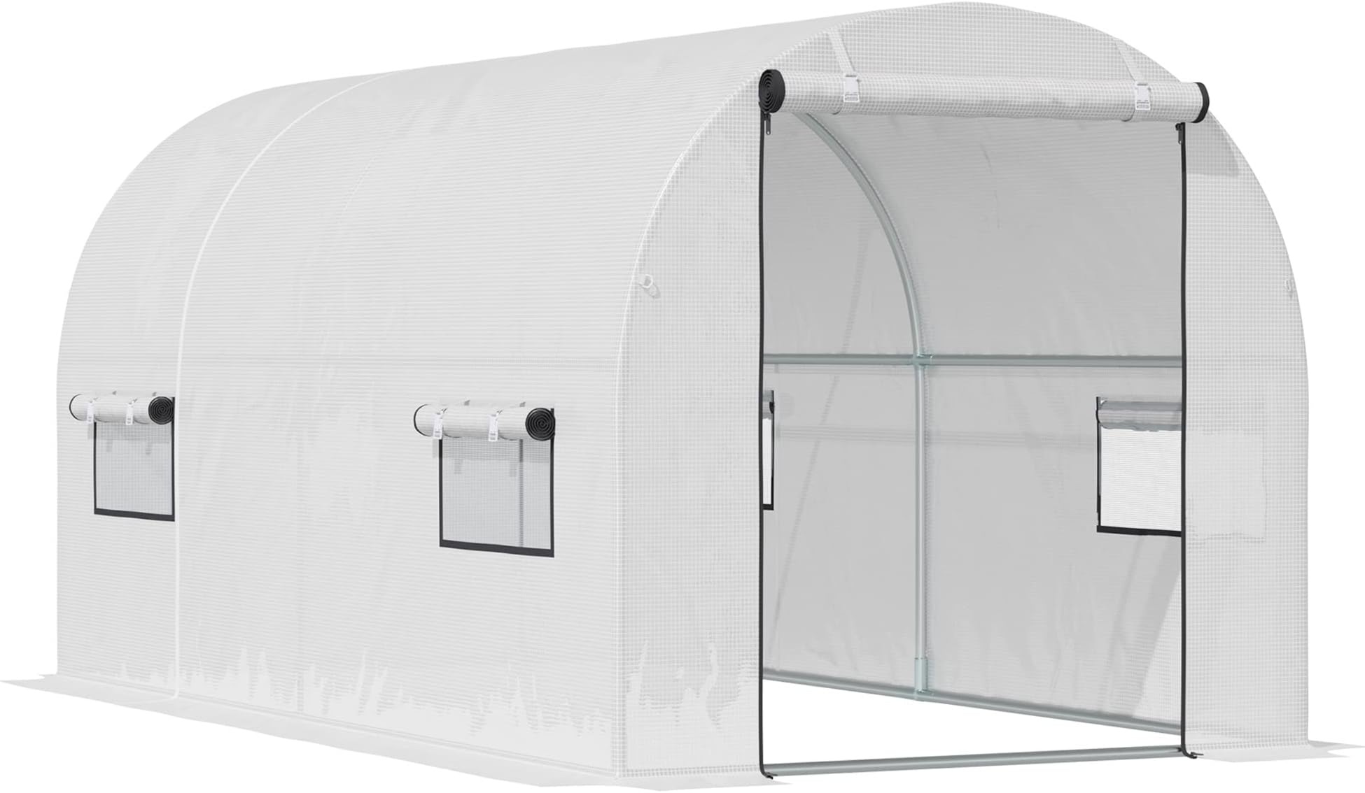 10x5x7'H w 3 Tiers/6 Shelves Gardening Large Walk-in Wall Greenhouse  (White )