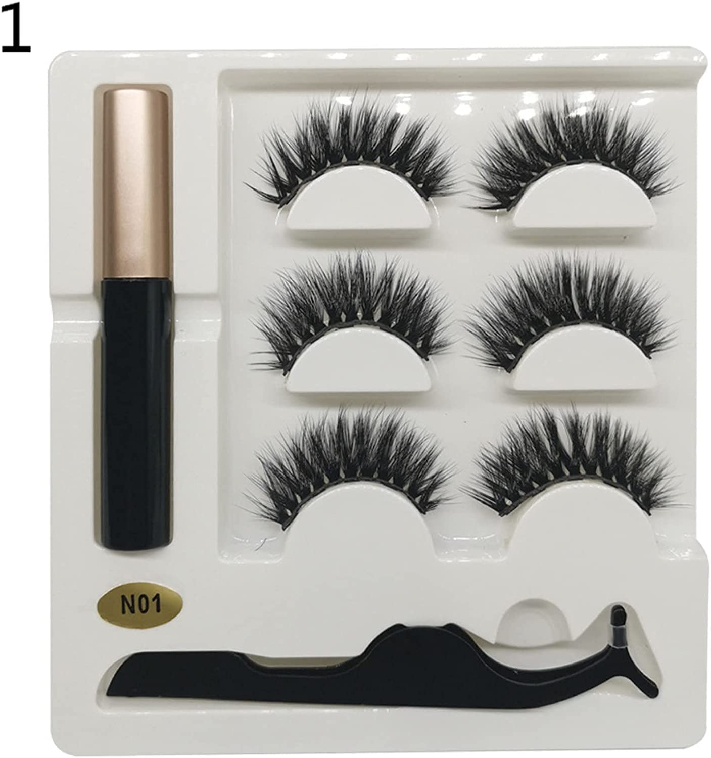 MILEVO Pestañas postizas Pestañas postizas, 3 Pares de pestañas postizas 3D magnéticas Pinzas de delineador de Ojos líquido Kit de extensión de pestañas - 04