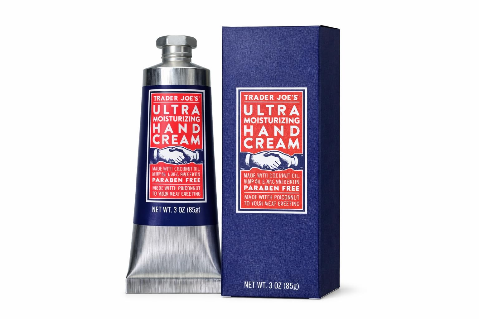 Trader Joe's Ultra Moisturizing Hand Cream with Coconut Oil, Hemp Seed Oil, 20% Shea Butter, Paraben Free, 3 Ounce