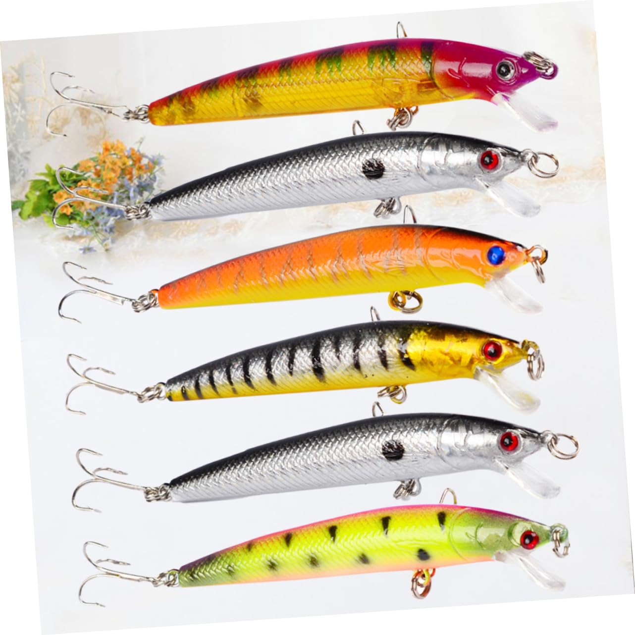Kisangel Lot de 5 leurres de pêche réalistes en forme de poisson - Leurres de pêche en eau douce