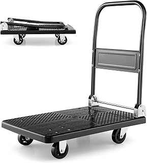 Safstar Folding Platform Truck, Push Cart Dolly with 360° Swivel Wheels & 440lb Weight Capacity, Moving Hand Truck, Foldable Flatbed Cart, Push Cart Dolly for Loading and Easy Storage (28" x 19")