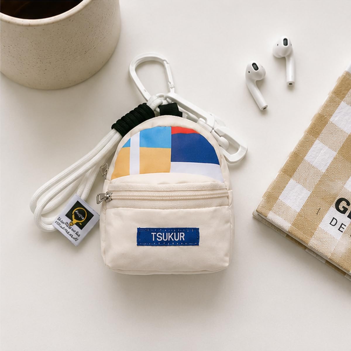 Backpack Keychain Bag Charm for Women Cute Mini Polyester Coin Purse Wristlet Wallet Small Pouch Handbag Accessories Backpack Charms Tote Bag Purse Clip on Keychain Gift for Women Men 12cm 8.5cm image 2