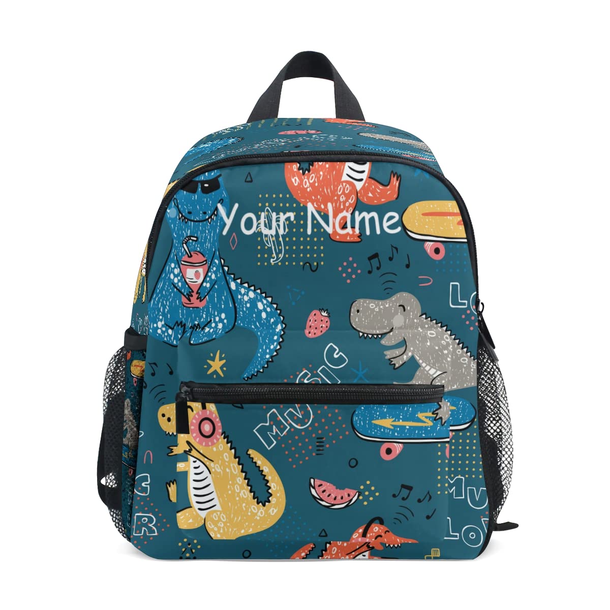 Mnsruu Mochila personalizada para niños pequeños, personalizada con nombre/texto, lindo T-rex dinosaurio Kindergarten preescolar