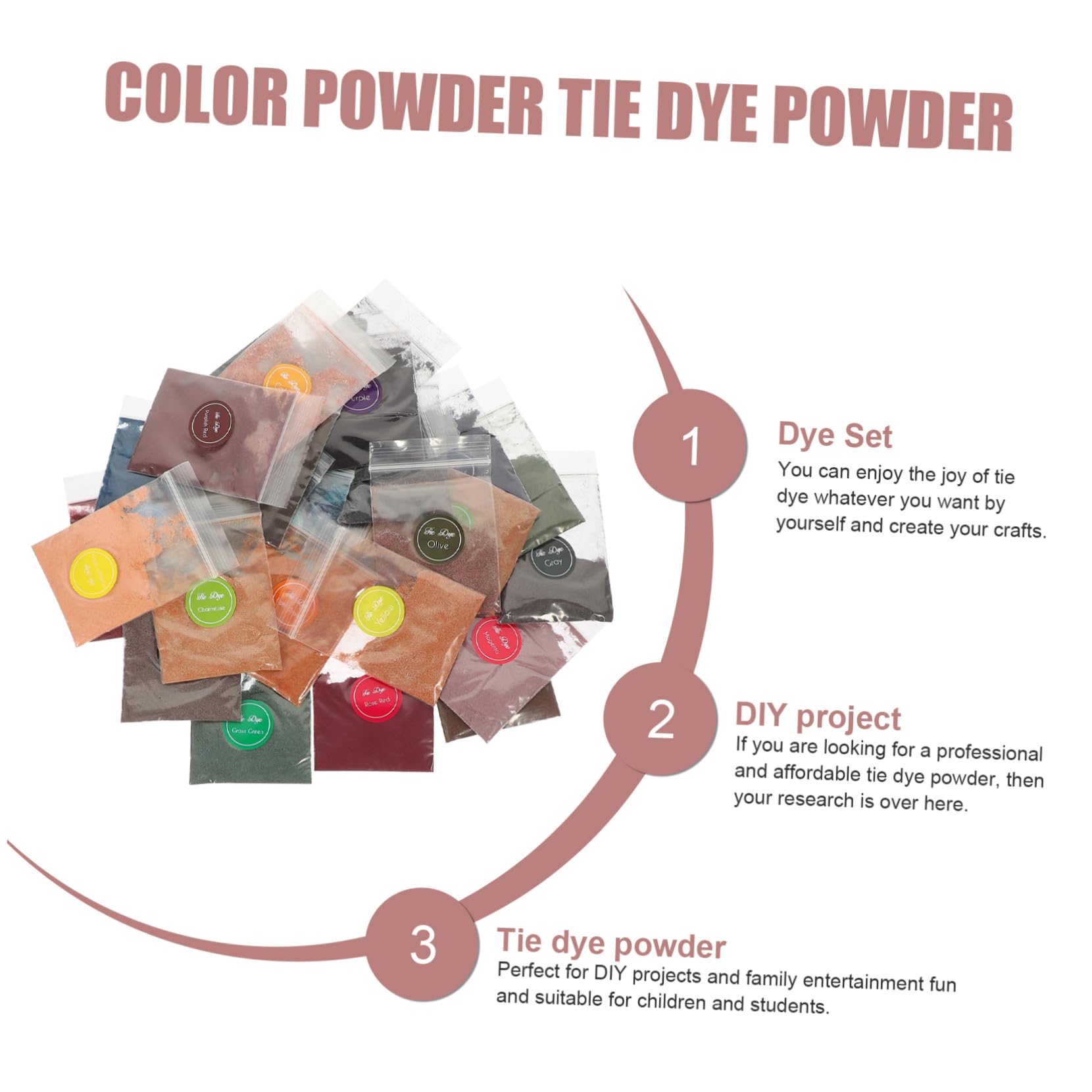 OSALADI Kit Polvere per Tie Dye 32 Borse Colori Permanenti per Tessuti in Polvere, per Scialli e Borse in Tela, per Divertimento Familiare e Progetti DIY