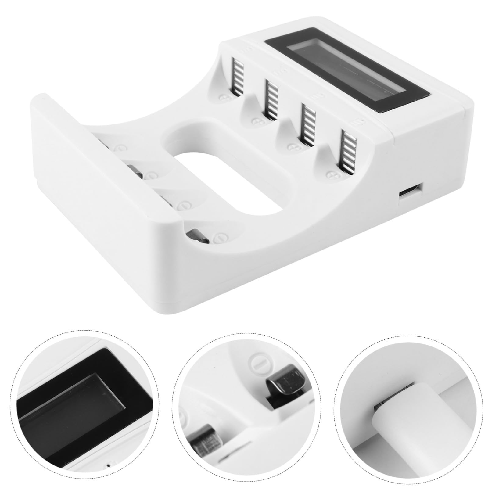 Uonlytech Cargador De Batería Recargable De 3 Piezas Y 4 Bahías con Pantalla LCD para Baterías Recargables C
