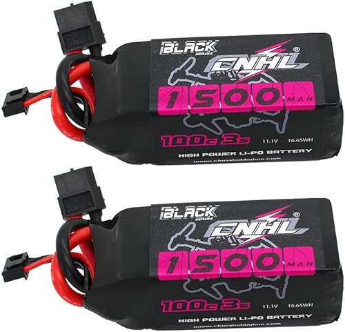CNHL Batería Lipo de 1500mAh 3S 11.1V 100C con enchufe XT60 para FPV Racing Drone Quadcopter RC Car Truck Crawler Boat Truggy Airplane (2 paquetes)