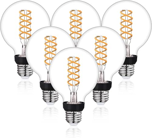Bombillas LED G25 Edison, bombilla de filamento LED regulable vintage E26, 6 W equivalente a 60 W, 2700 K blanco cálido, estilo Edison de vidrio G25