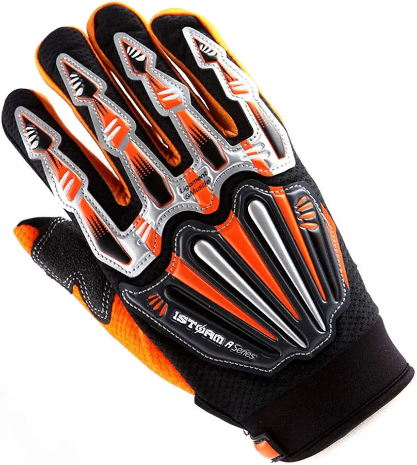 Motocross Motorcycle BMX MX ATV Dirt Bike Skeleton Racing Cycling Gloves Orange L