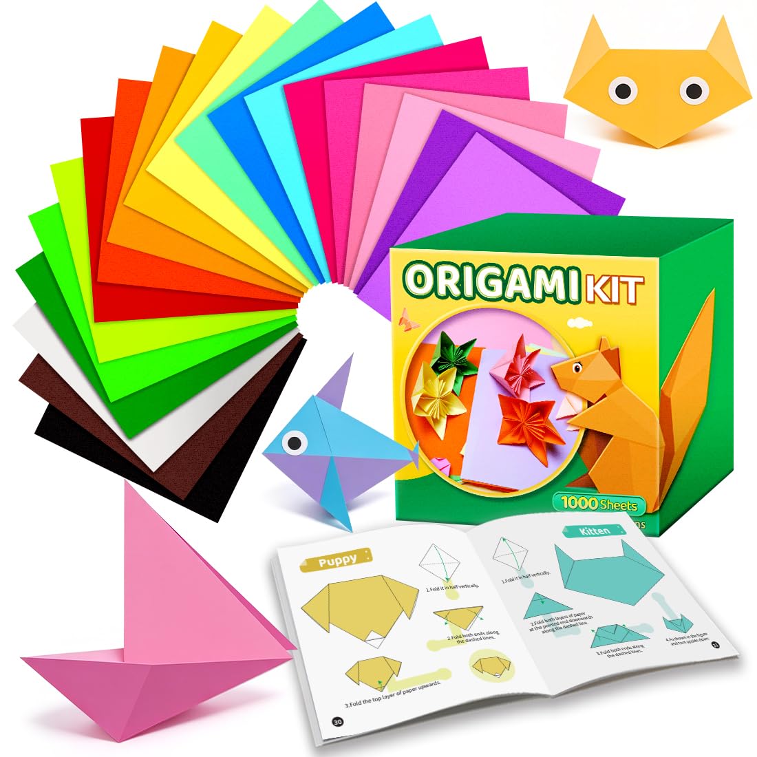 Origami Paper Kit - 1000 Sheets, 20 Colors -1 Origami Paper Kit - 1000 Sheets, 20 Colors -1