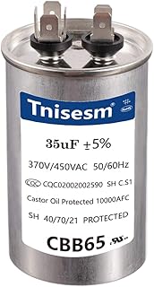 Tnisesm 35uF CBB65 Capacitor MFD 370V 450VAC Motor Running for Air Conditioner 50/60Hz for AC Motor Run or Fan Start and Cool or Heat Pump Air Conditione