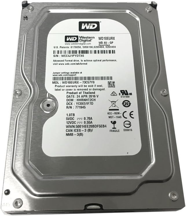Western Digital AV-GP WD10EURX 1TB IntelliPower 64MB Cache SATA III 6.0Gb/s 3.5in Internal Hard Drive [Renewed]- w/1 Year Warranty