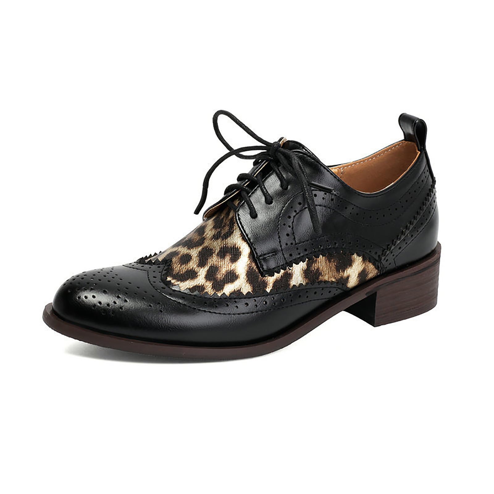 Scarpe Oxford da Donna con Tacco impilato e Stringhe