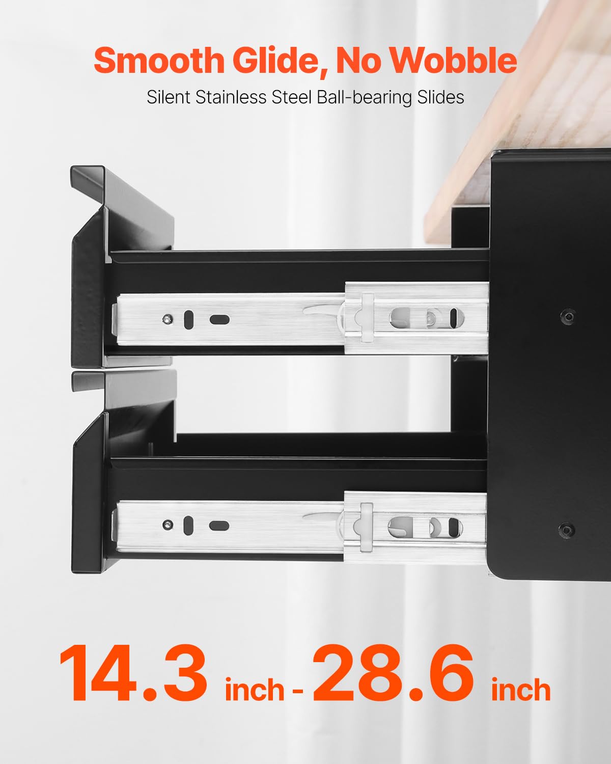 VEVOR Cassetto Estraibile Sotto Scrivania 457 x 227 x 200 mm Organizzatore Nascosto per Riporre Oggetti 2 Strati, Cassetto Portapenne Sotto Tavolo, per Postazioni di Lavoro Domestiche Sit Stand, Nero