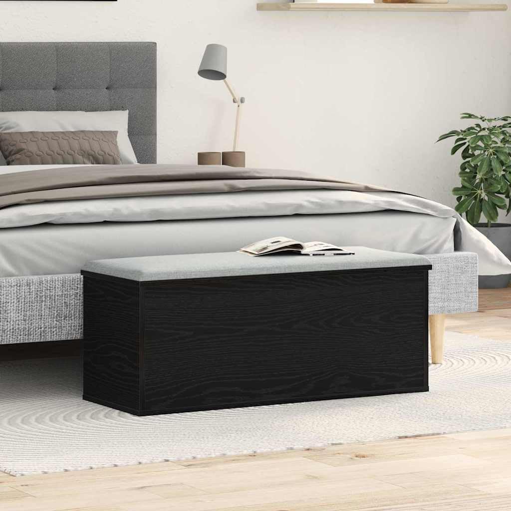 vidaXL Caja de Almacenamiento Roble Negro 90 x 35 x 35 cm, Caja de Almacenamiento Moderna, Organizador Rectangular, Solución sin Desorden, Espacio Ample, Diseño Compacto