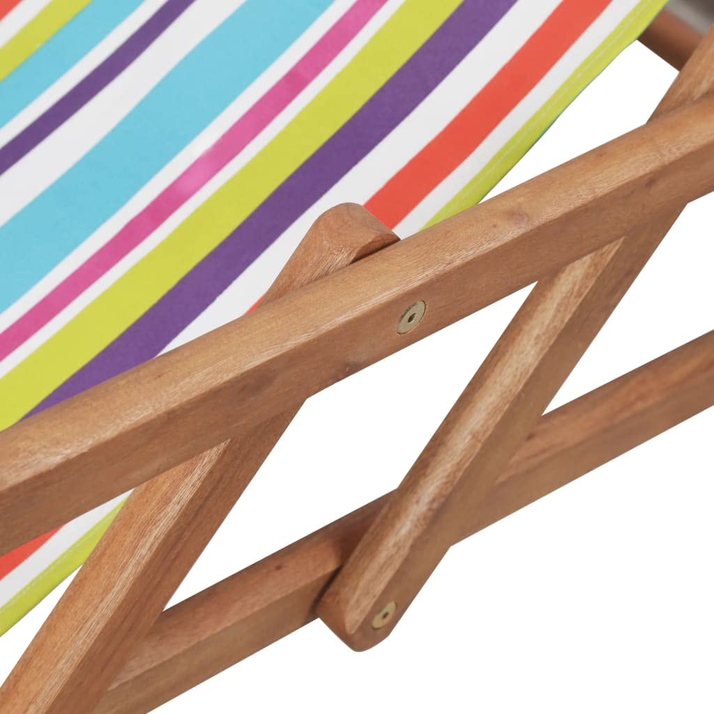 vidaXL Silla Plegable de Tela y Estructura de Madera Multicolor