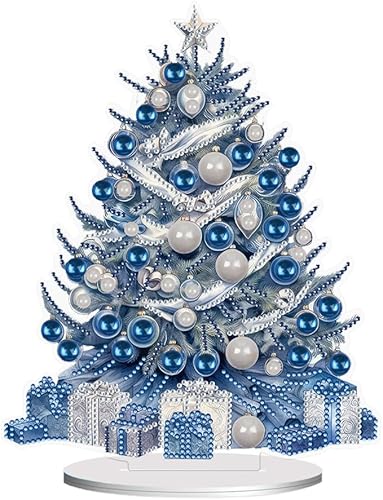 Orgone Pintura de diamantes para árbol de Navidad, kit de adornos de escritorio para adultos, arte de diamantes pintura acrílica por números,