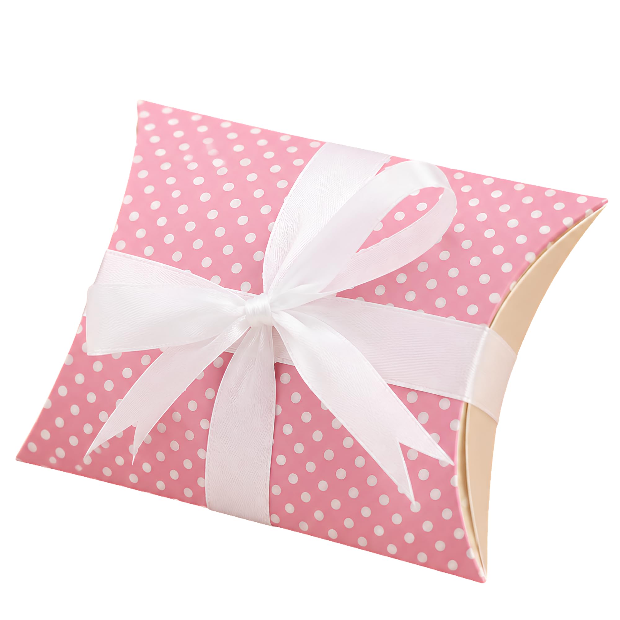 HAMPER DELIGHTS Decorative Pillow Gift Boxes with White Ribbon | 3 x 3 x 1 Inch | Premium 250 GSM SBS Paper | Return Gift Box for Wedding, Birthday, Baby Shower, Party Favors & Small Gifts | Pink | Pack of 5 (Pink)-image-44
