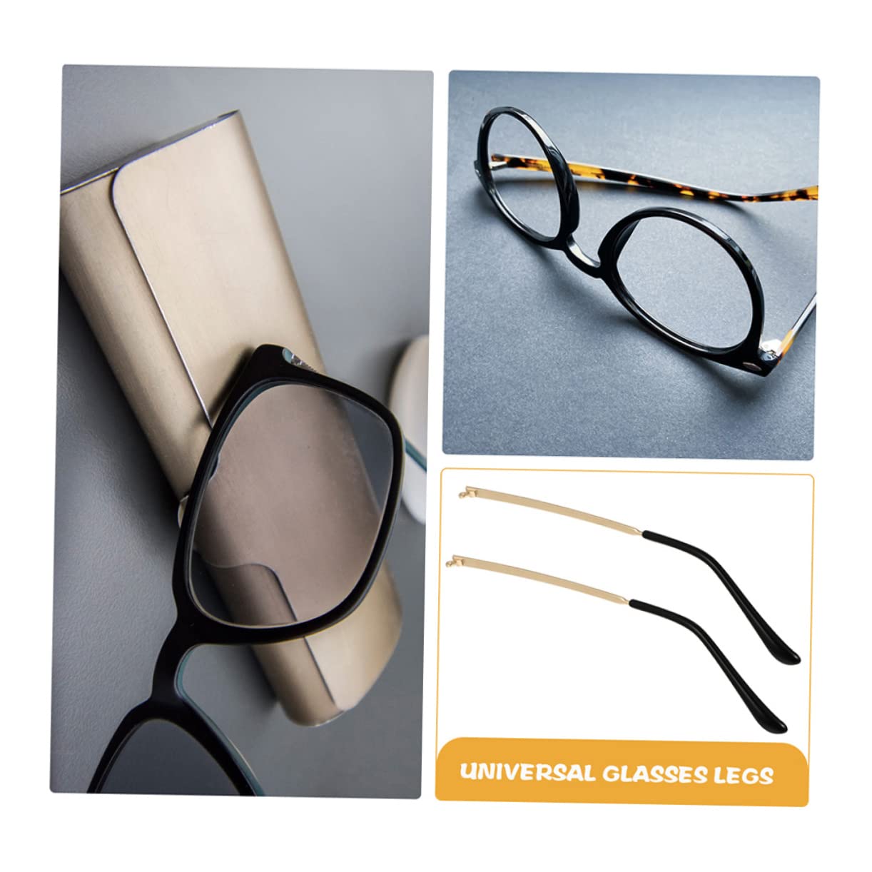 FOMIYES 2 Pairs Spectacle Legs Eyeglass Replacement Sunglass Arms Replacement Eyeglass Temple Replacement Eyewear Replacement Glasses Metal Arm Legs Plastic Universal Metal Legs