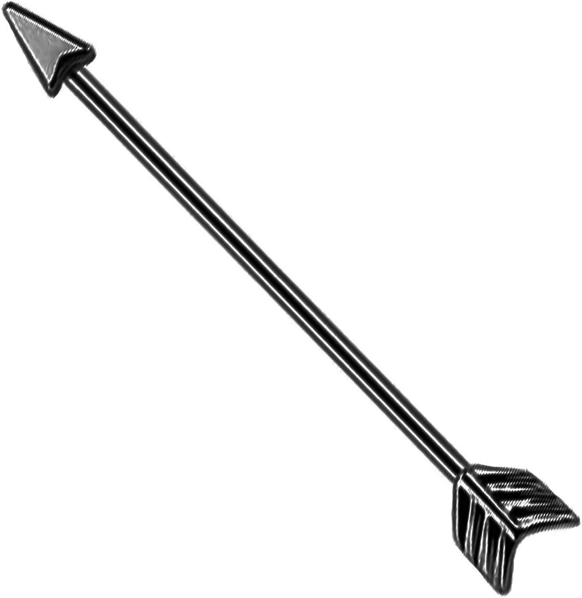 Black Arrow Industrial Barbell Jewelry 14g 1 1/2"(37mm) Surgical Steel by Eg Gifts