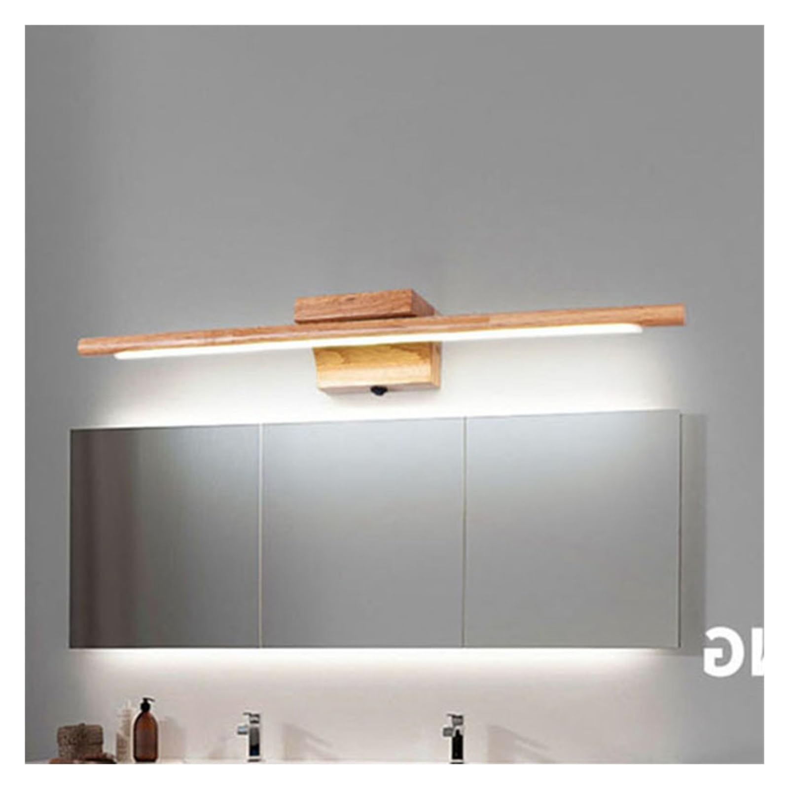 Luces de espejo LED, lámpara pared nórdica madera maciza, decoración moderna for baño, vestidor, iluminación for del hogar, apliques, lámparas con interruptor Uso versátil(Cool)