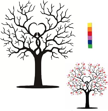 Signature Keepsake Fingerprint Tree - DIY Interactive Guest Sign-in Book Canvas Painting - Personalized Wedding Tree Guest Book. 11.8 * 15.7in