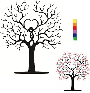 Signature Keepsake Fingerprint Tree - DIY Interactive Guest Sign-in Book Canvas Painting - Personalized Wedding Tree Guest Book. (15.7 * 23.6in)