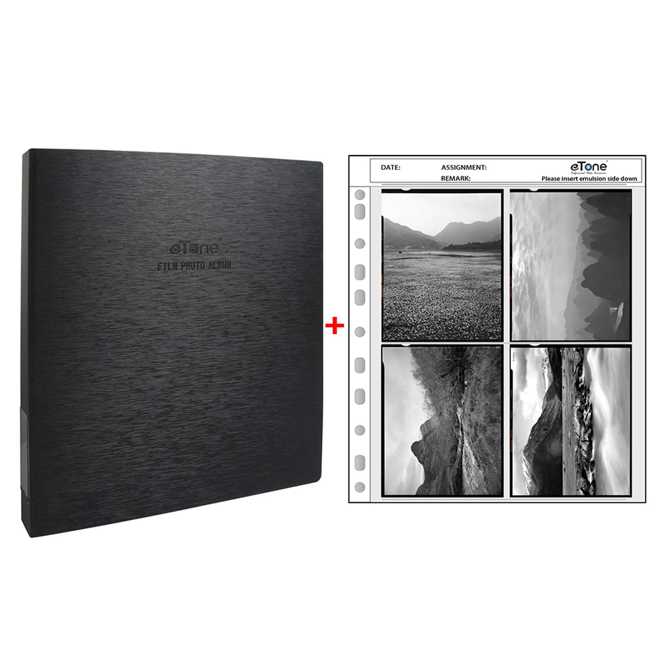Etone Black Acid Free Archival Film Bag Album Film Protector Storage Box Archival Binder With Ring For Printfile Standard 135 35Mm 120 4X5 8X10 Negative Pages Film Bag (Binder + 50X4x5 Film Bag)