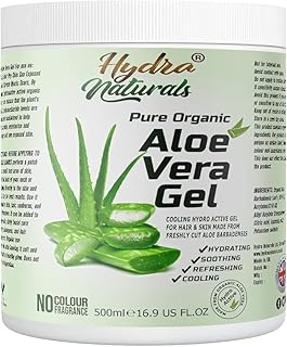 100% Pure Organic Aloe Vera Gel 500ml Made from Freshly Cut Aloe for Face, Body, Hair, Sunburn, After Sun, Scars, Hydrating Cooling Refreshing Vegan Cruelty-free