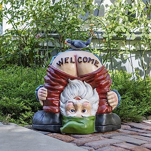 GIMOCOOL Lustige Gartenzwerg Statue | Lustige Willkommens-Zwergfiguren | Gartenzwerg Nackt Gesäß Skulptur | Kleine freche Gartenzwerge als Dekoration für Terrasse, Garten, Balkon – Bild 3