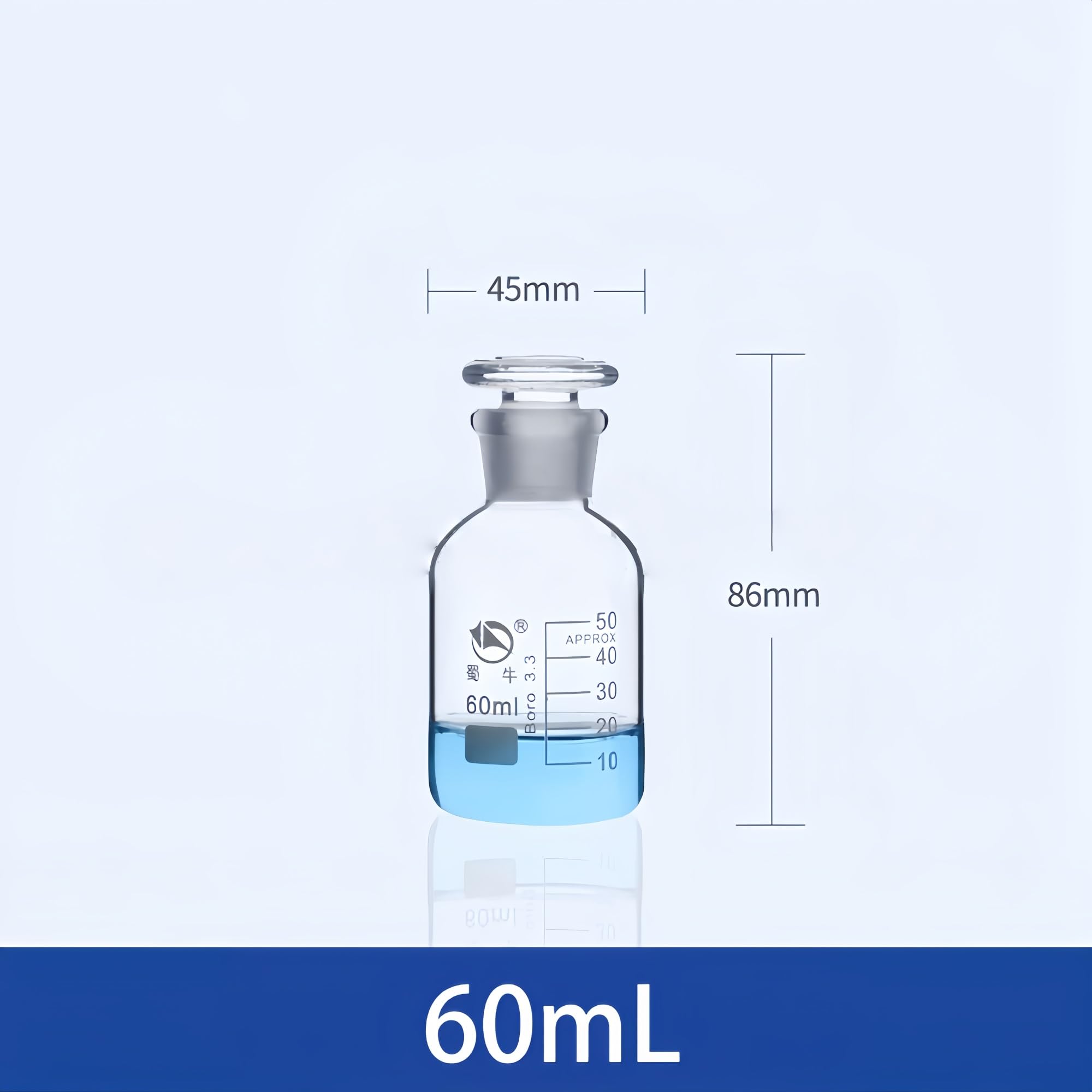Frasco de vidrio de borosilicato de alta calidad, boca estrecha, transparente, for reactivos de laboratorio (2500 ml, 1 unidad)(1000mL 1pc)