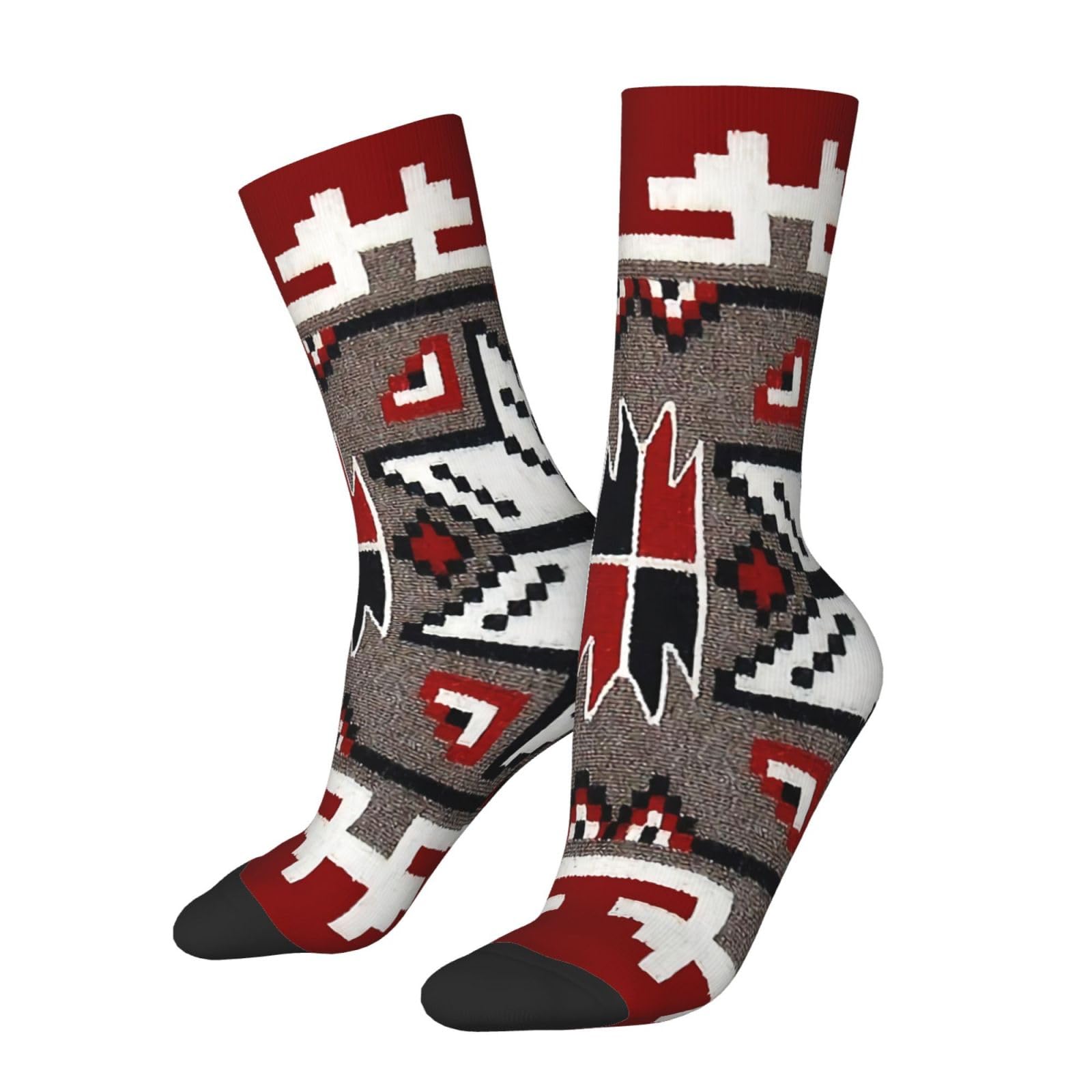 Peiyeety Unisex White Native American Blanket Weaving Pattern Novelty Crew Socks For Men & Women