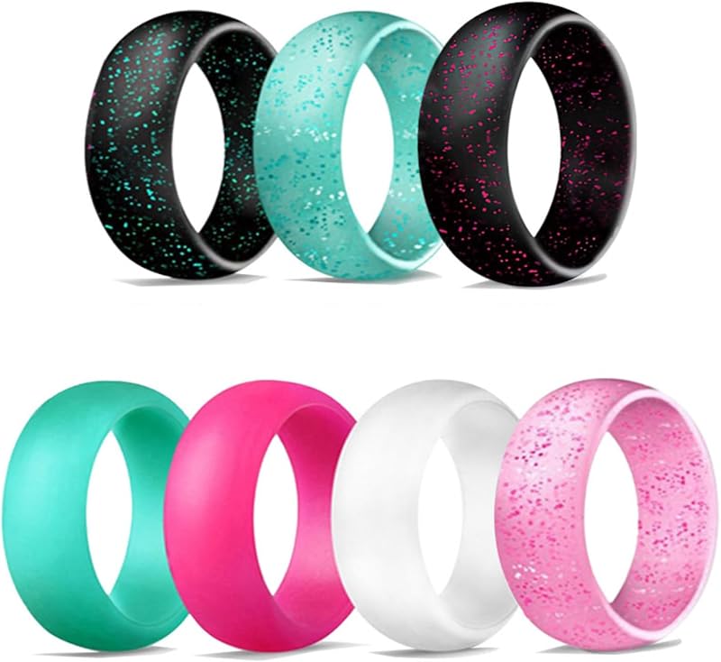 hexiaoxiao Anillo de silicona para mujer, alianzas de boda de goma para ella, 5,7 mm de ancho, 2 mm de grosor